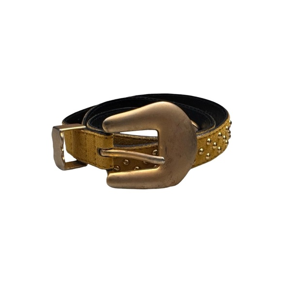 Vintage 80s Escada Studded Suede Belt Turmeric Made in Germany Margaretha Ley